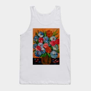 a lovely color combination in this bouquet of flowers in a metallic gold vintage vase Tank Top